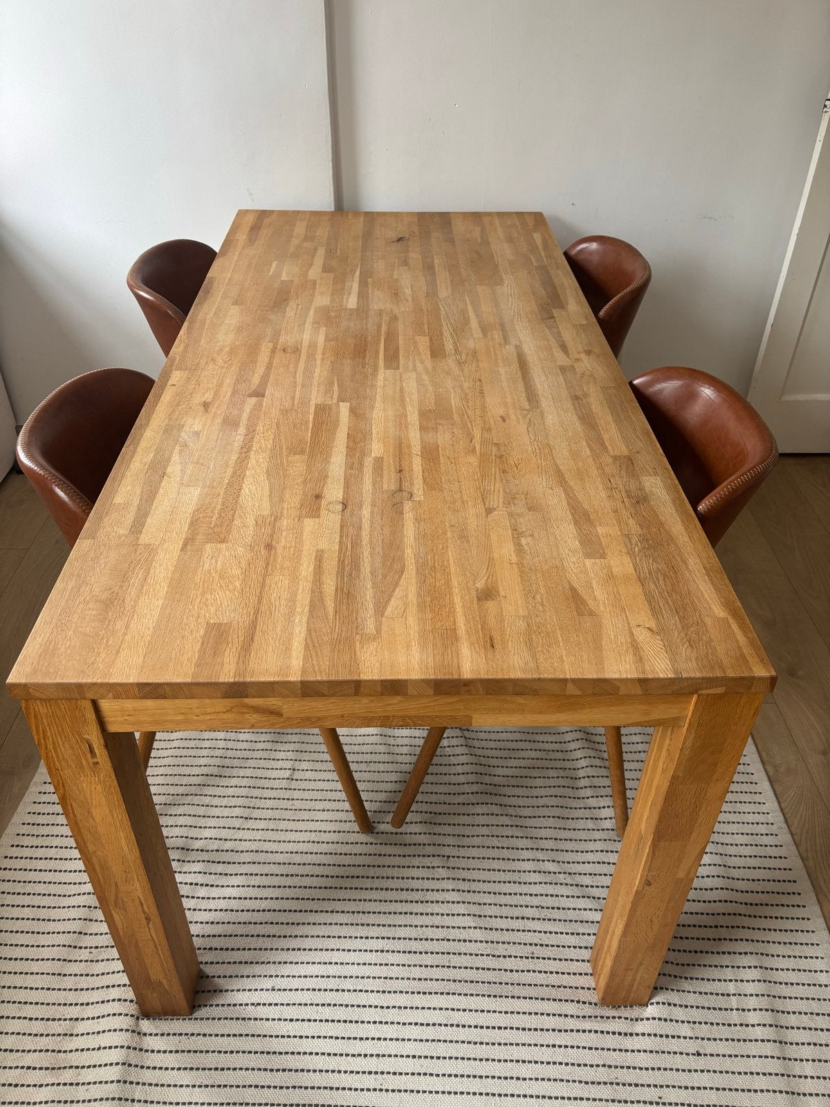 Massief eiken eettafel - 200x100 cm, Huis en Inrichting, Ophalen, Eikenhout, 50 tot 100 cm, Zo goed als nieuw