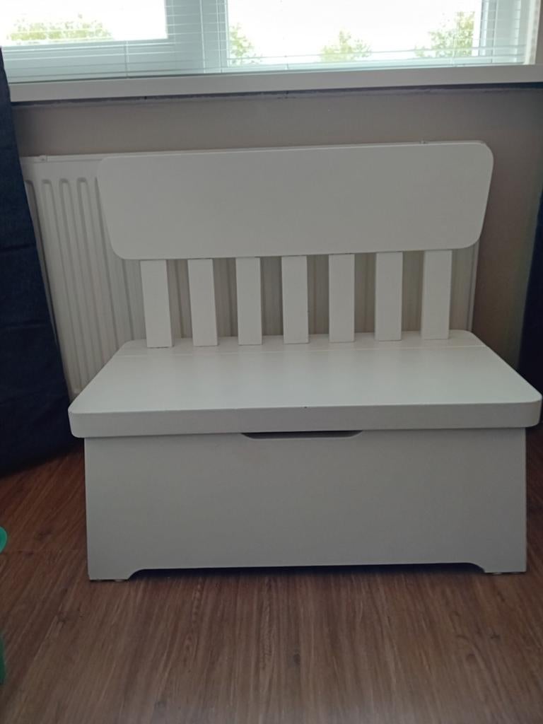 Witte kinderbank met opbergruimte, Ophalen, Gebruikt, Kinderkamer, functioneel, Wit