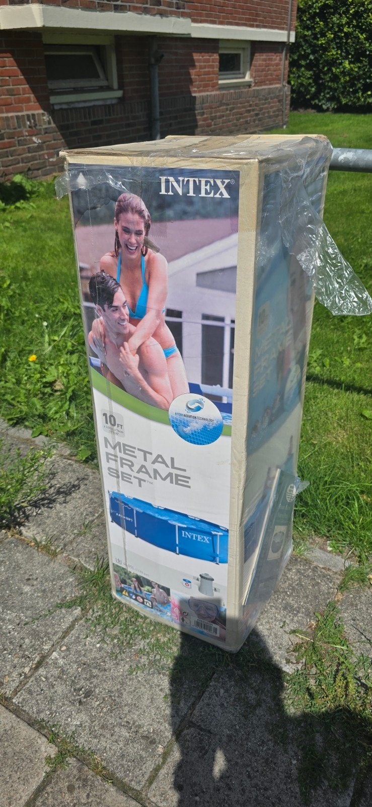 Intex zwembad zonder filterpomp + afdekzeil (gescheurd), Tuin en Terras, Zwembaden, Ophalen, Gebruikt, Rond, Opzetzwembad
