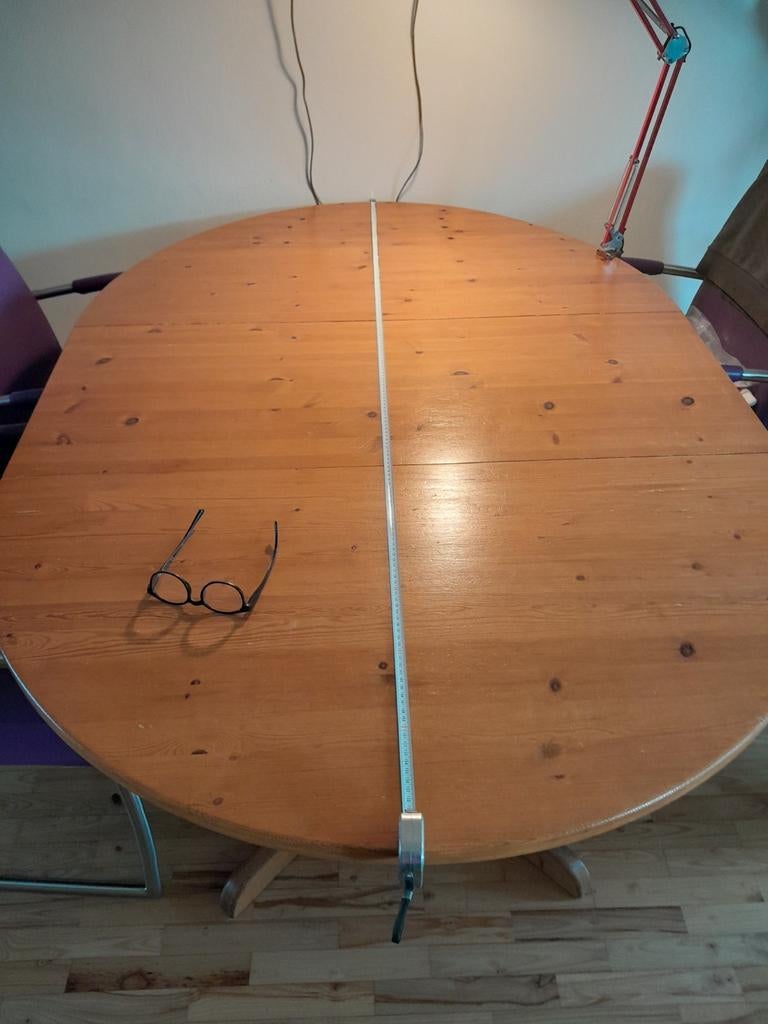Grenen tafel, Gebruikt, Rond, Ophalen of Verzenden, 100 tot 150 cm