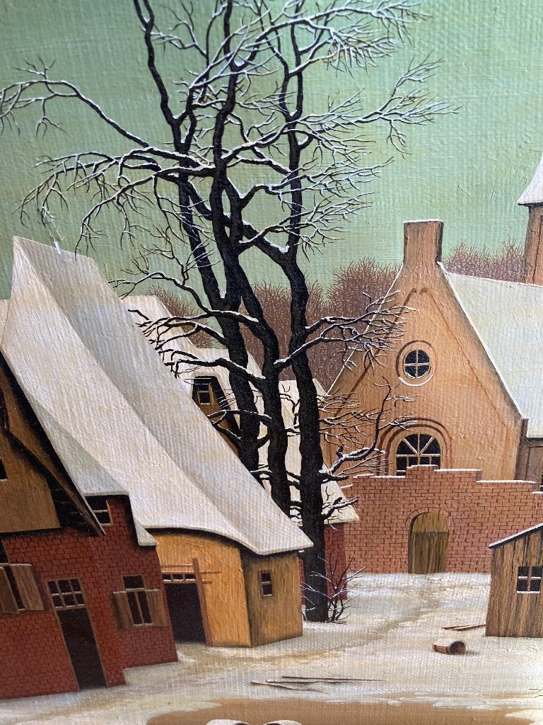 Heel fraai Winterlandschap gesigneerd D. Volostnykh  , 1996, Antiek en Kunst, Ophalen, Doek, Surrealisme, Gesigneerd