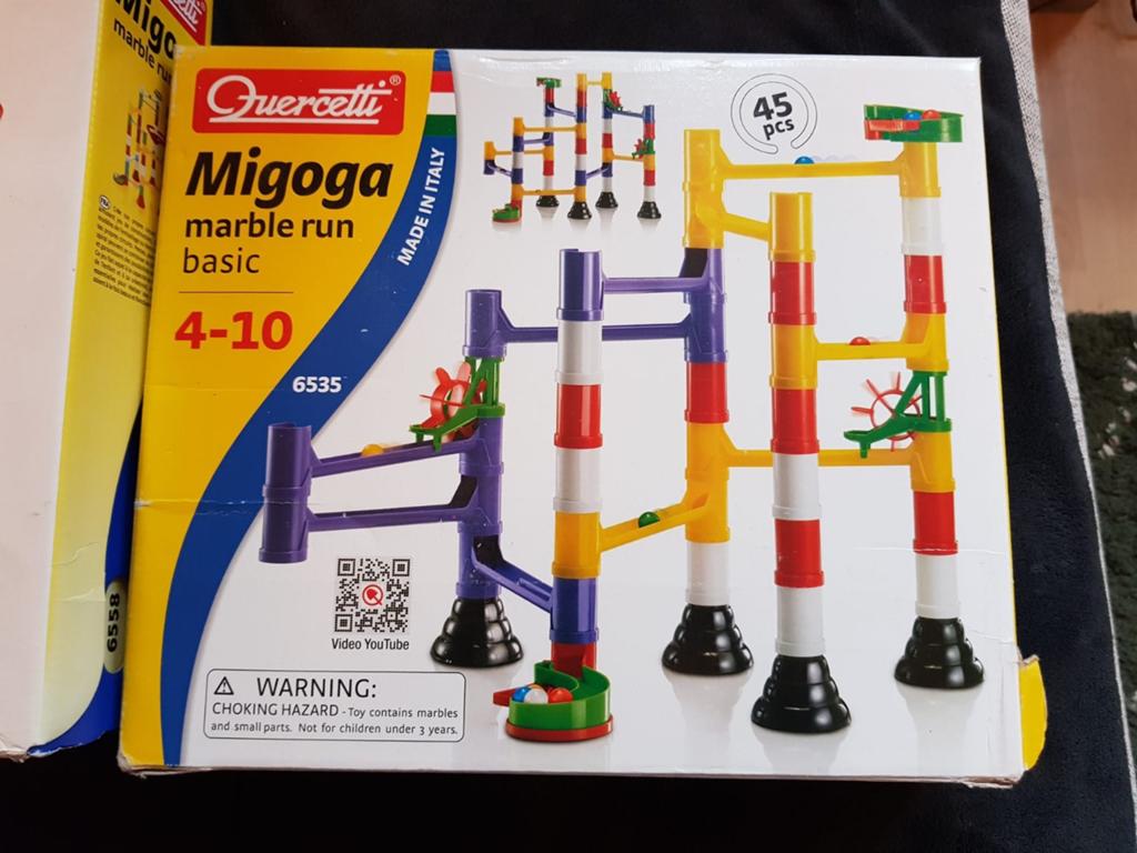 Twee Quercetti Migoga knikkerbanen (Vortis & Basic), Ophalen of Verzenden, Gebruikt, Jongen of Meisje