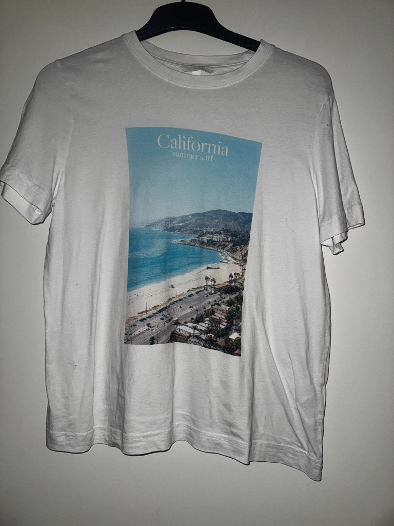 H&M S shirt tshirt wit witte Californië, Verzenden, Gedragen, Maat 46 (S) of kleiner, Wit