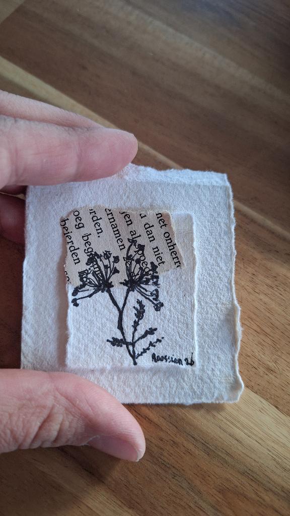 Handgemaakt handgeschept papier bloemen kleine kunst kunst, Ophalen of Verzenden