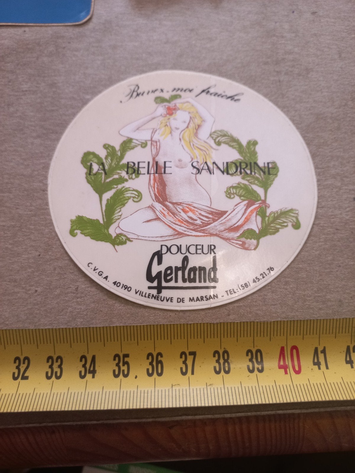 Vintage sticker "La Belle Sandrine" Gerland, Verzamelen, Ophalen of Verzenden