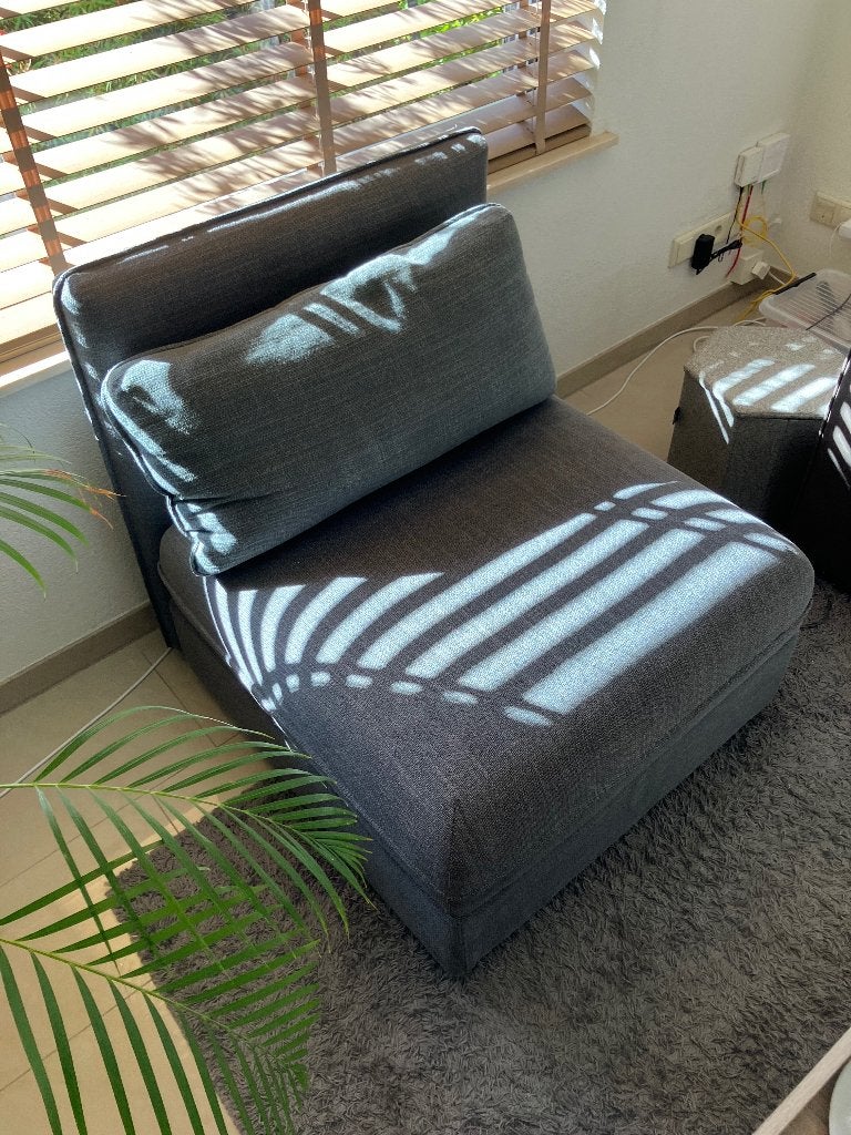 Ikea poef (VALLENTUNA) inclusief rugleuning, Huis en Inrichting, Ophalen, Vierkant, 75 tot 100 cm, Zo goed als nieuw
