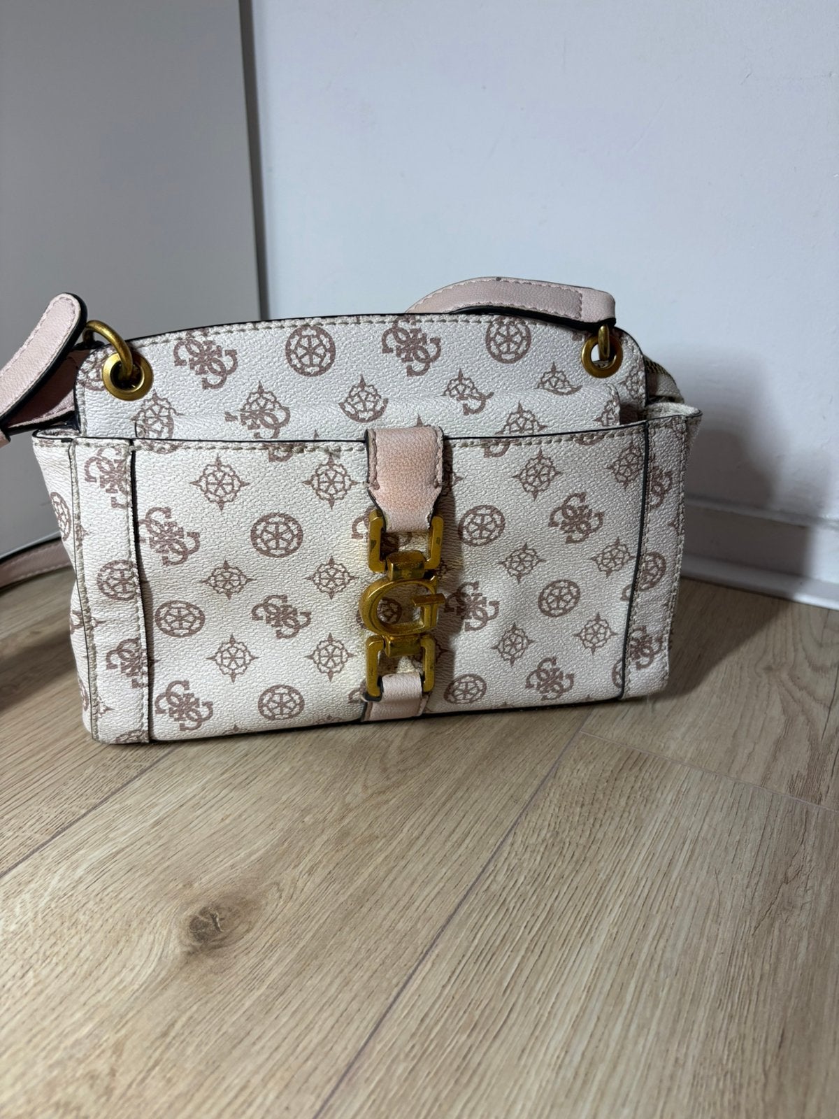 GUESS - schoudertas, Verzenden, Zo goed als nieuw, Beige, Handtas