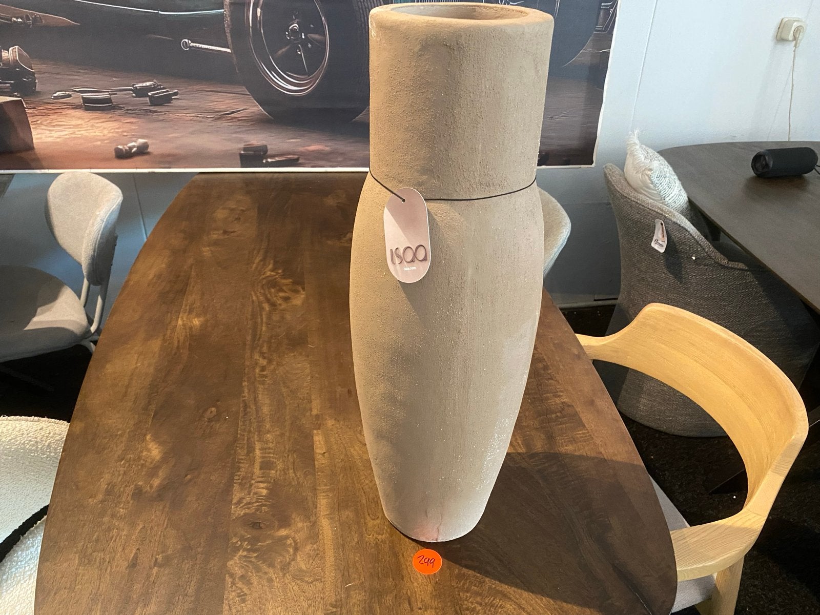 Grote decoratieve vaas, zandkleurig amphora 60cm, Ophalen