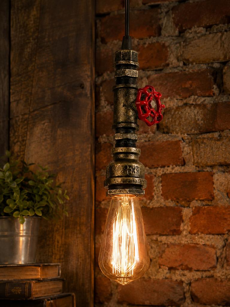 Industriële Steampunk Hanglamp, ETH Fire Hose – Vintage Look, Ophalen of Verzenden, Zo goed als nieuw, Minder dan 50 cm