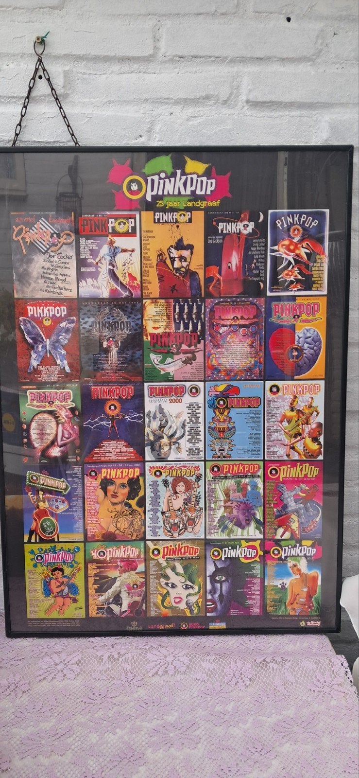 Pinkpop 25 jaar Landgraaf ingelijste poster, Ophalen, Rechthoekig Staand, Met lijst, Zo goed als nieuw