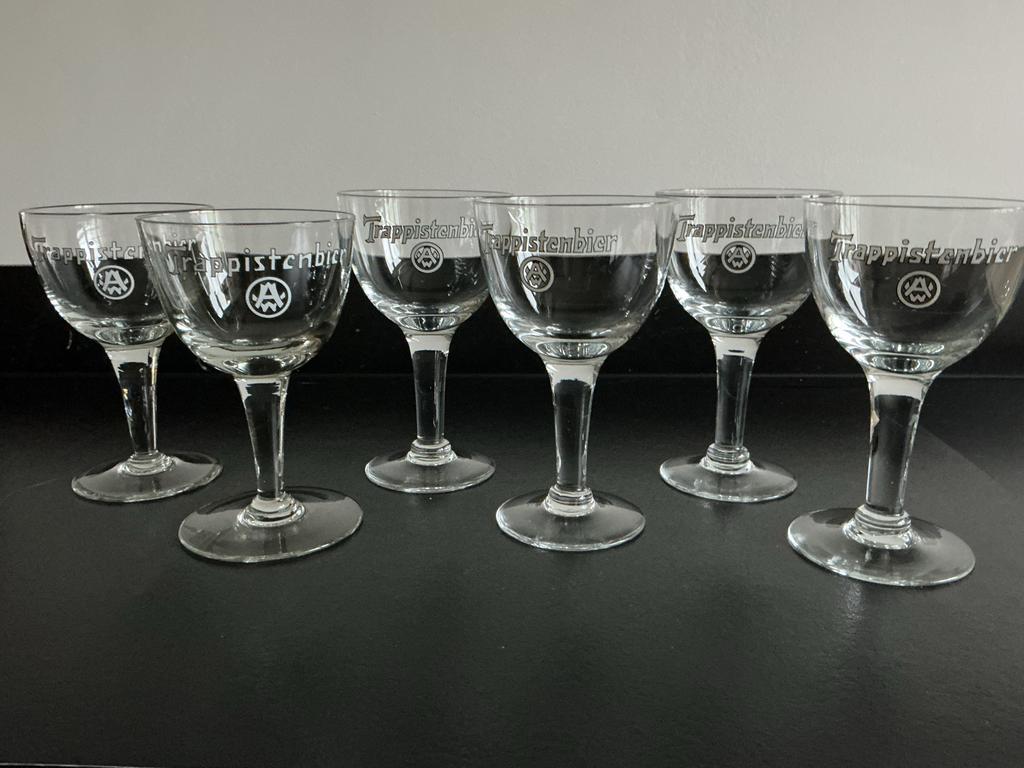 6 Westmalle Trappistenbier glazen Oud model, perfecte staat, Ophalen of Verzenden, Zo goed als nieuw, Glas of Glazen, Overige merken