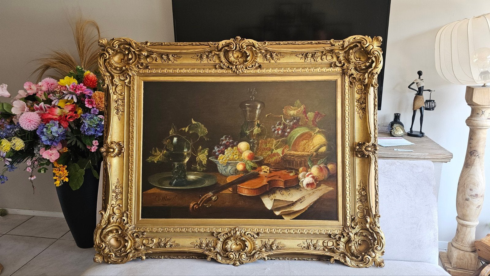 Cornelis le Mair Groot Stilleven met Viool (137x110 cm) XXL, Ophalen