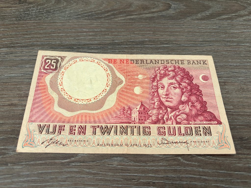 Mooi biljet 25 gulden Huygens, 1955, Ophalen of Verzenden, 25 gulden
