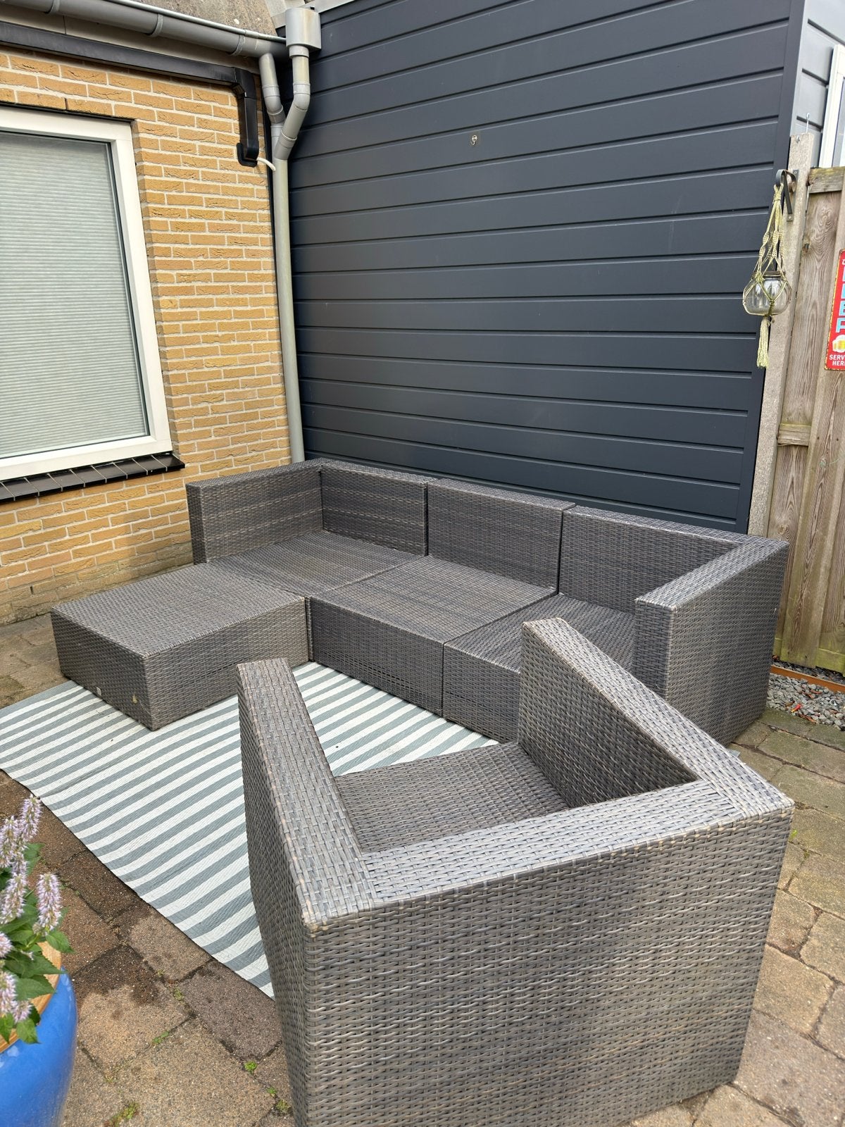Wicker Loungeset - Grijs - 4 zitplaatsen, Ophalen, 4 zitplaatsen, Loungeset, Wicker