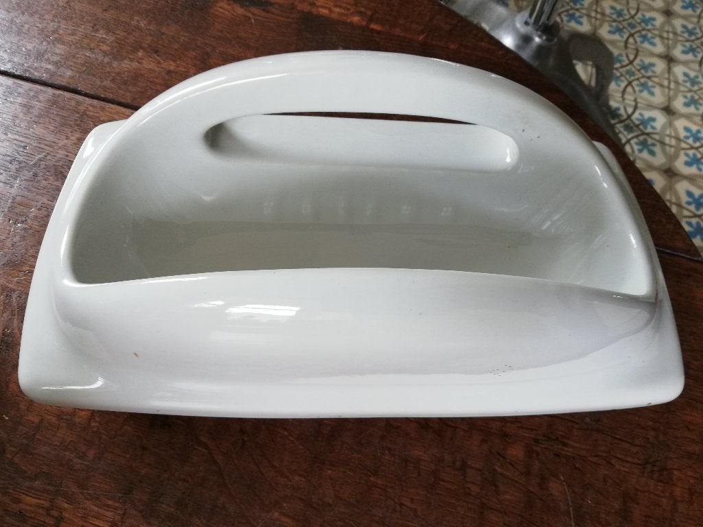Grote Vintage inbouw zeepbak met handgreep / ophang handdoek, Ophalen