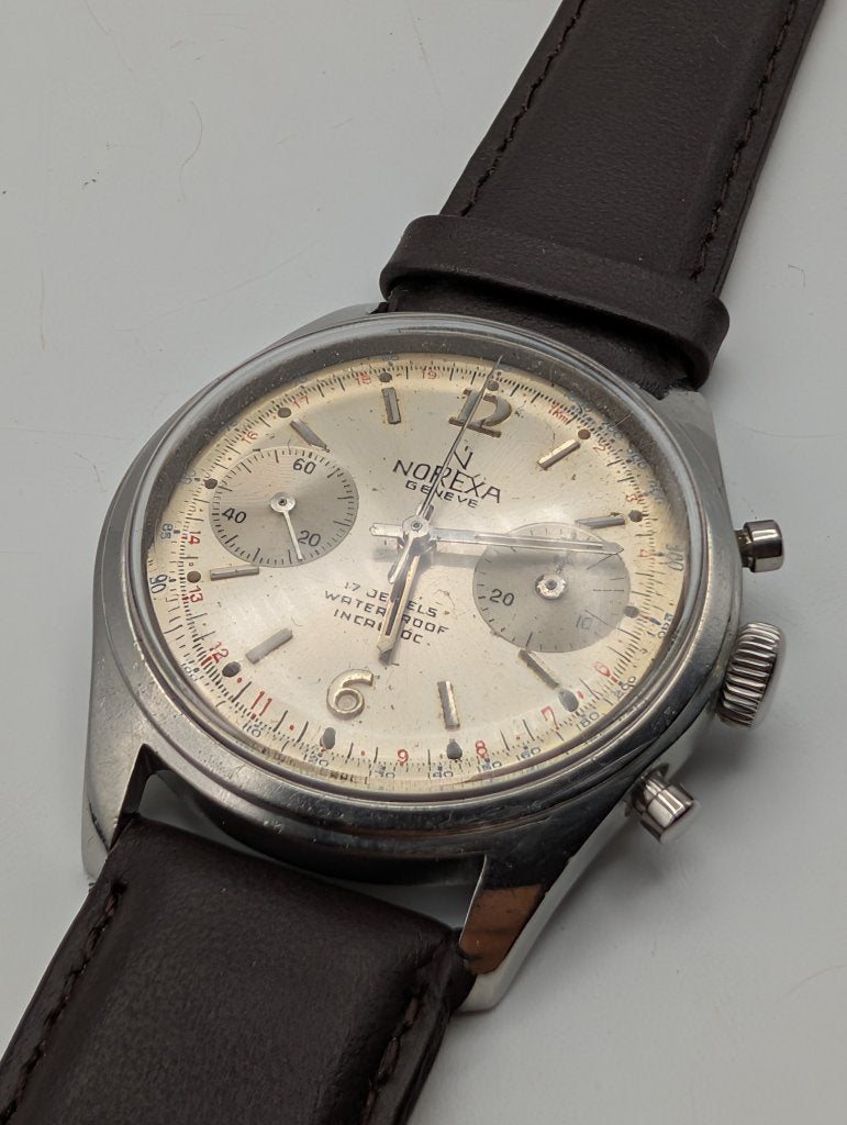 Vintage NOREXA GENEVE Chronograph Horloge, Kleding | Heren, Ophalen of Verzenden, Zo goed als nieuw