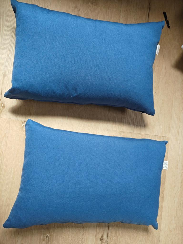 Twee blauwe kussens van MiCasa, 25x40cm, Huis en Inrichting, Woonaccessoires | Kussens, Ophalen of Verzenden, Zo goed als nieuw