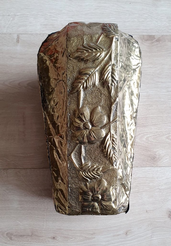 Arts en Crafts koperen geslagen jugenstil vaas, Ophalen of Verzenden, Koper