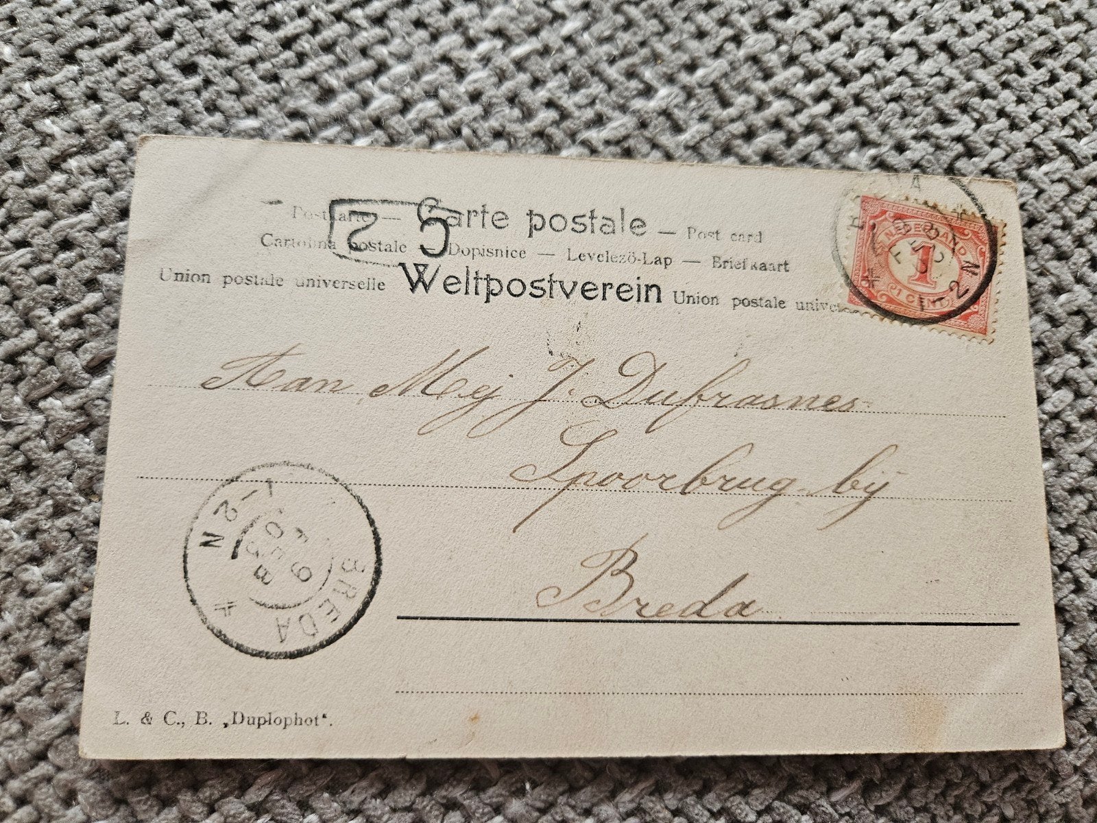 Breda - Spoorbrug oud adres 1903, Ophalen of Verzenden, Voor 1920, Gelopen, Noord-Brabant