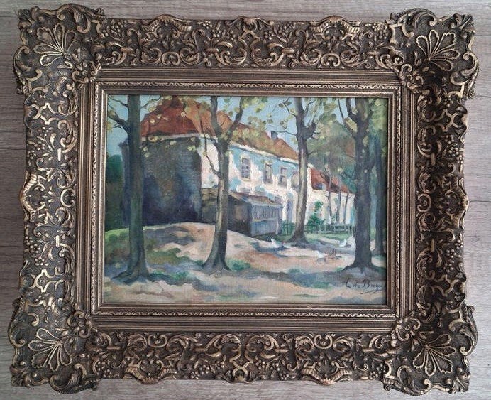 Olieverfschilderij gesigneerd C. de Bruyne uit 1889, Ophalen of Verzenden