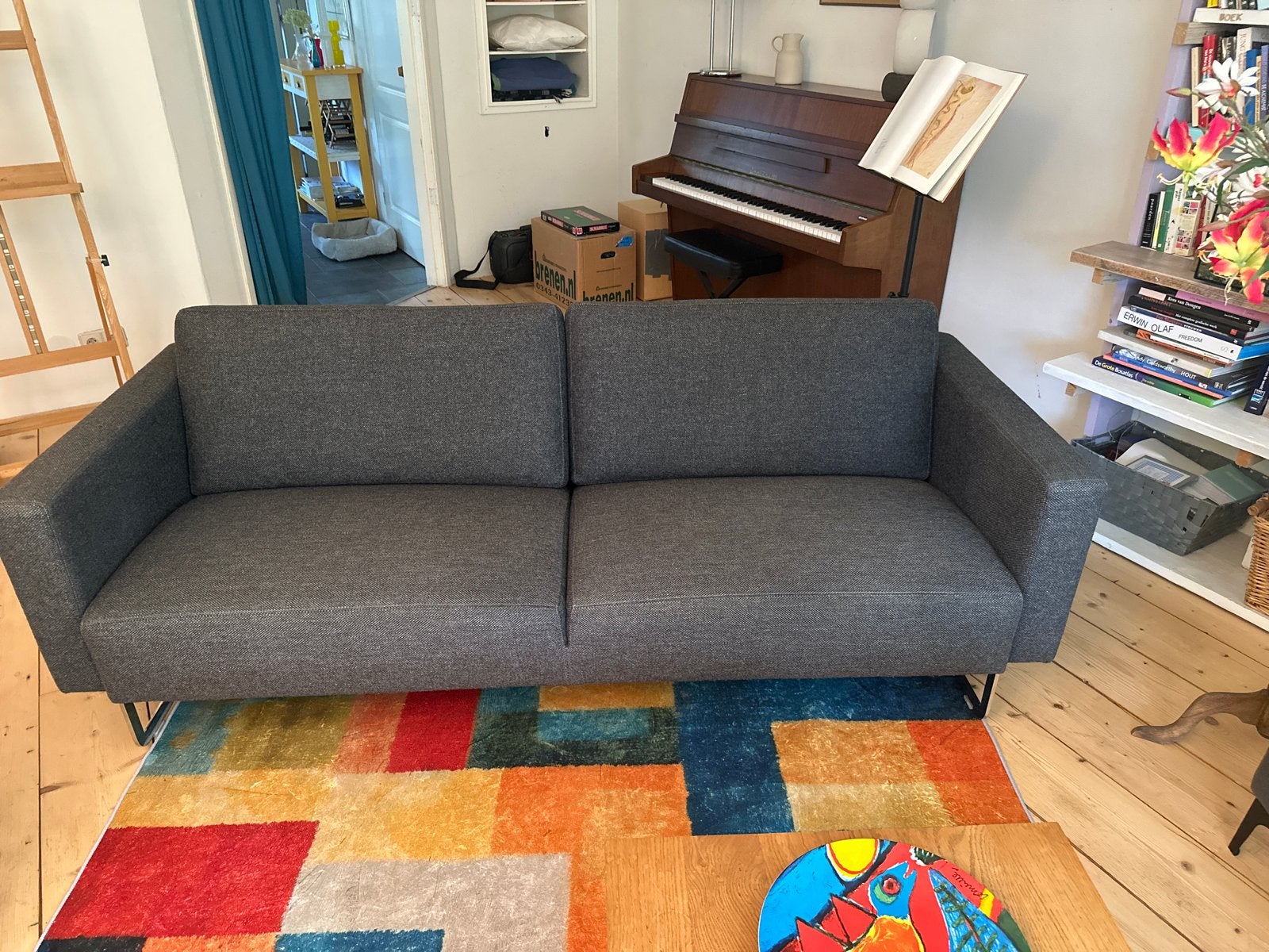 Artifort Mare bank - Nieuwstaat, donkergrijs wol, Ophalen, Tweepersoons, 75 tot 100 cm, Zo goed als nieuw