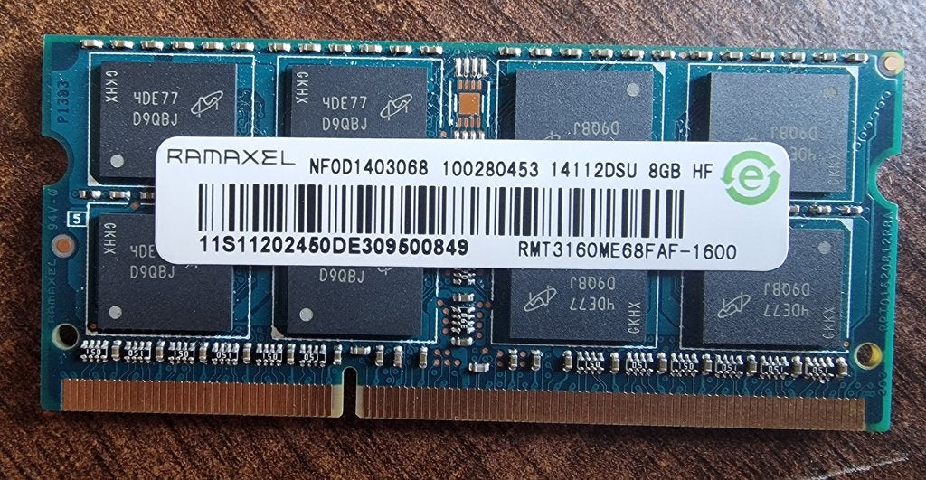 RAMAXEL  RMT3160ME68FAF-1600  8GB   DDR3  laptop Memory, 8 GB, DDR3, Ophalen of Verzenden, Zo goed als nieuw