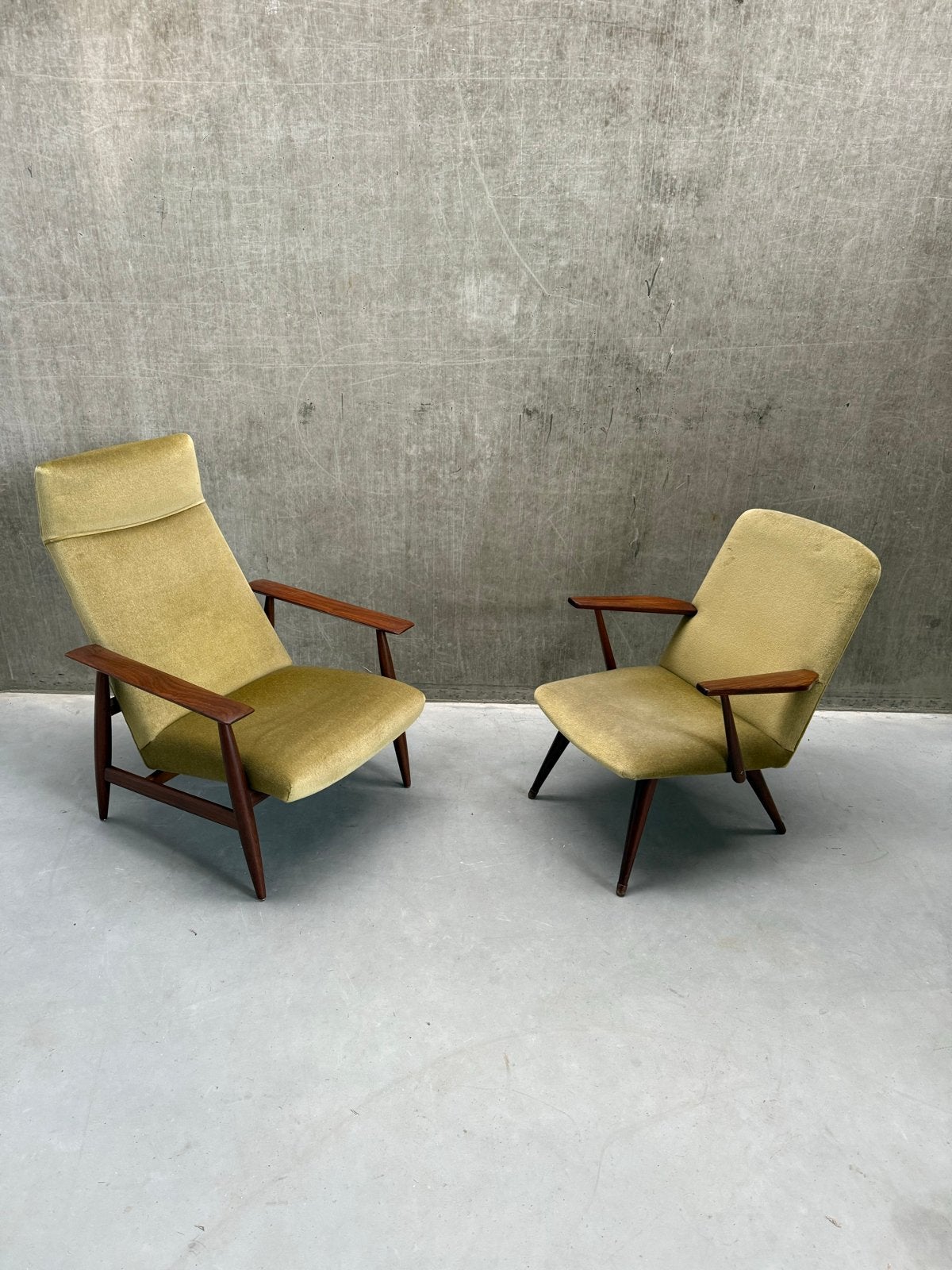 Vintage Deense Lounge Stoelen - Jaren '50 Orginele Bekleding, Huis en Inrichting, Gebruikt, Twee, Overige kleuren, Ophalen of Verzenden
