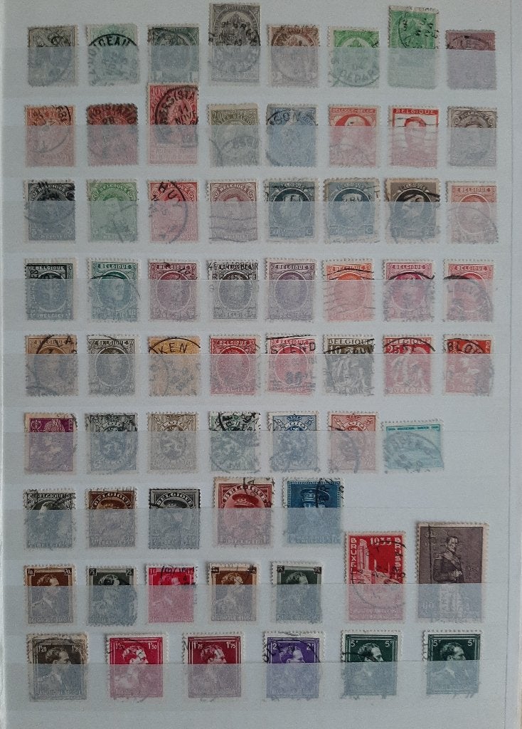 Verzameling 4 Kaarten Klassieke Postzegels België No. 3 Gest, Ophalen, Gestempeld, Frankeerzegel