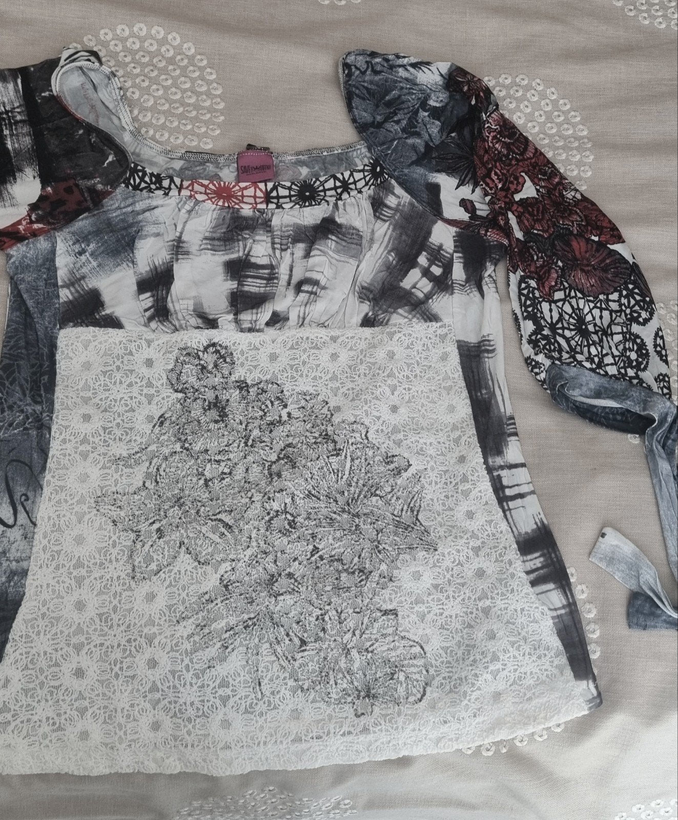 Save the Queen shirt maat 40, Maat 38/40 (M), Meerkleurig, Lange mouw, Gedragen