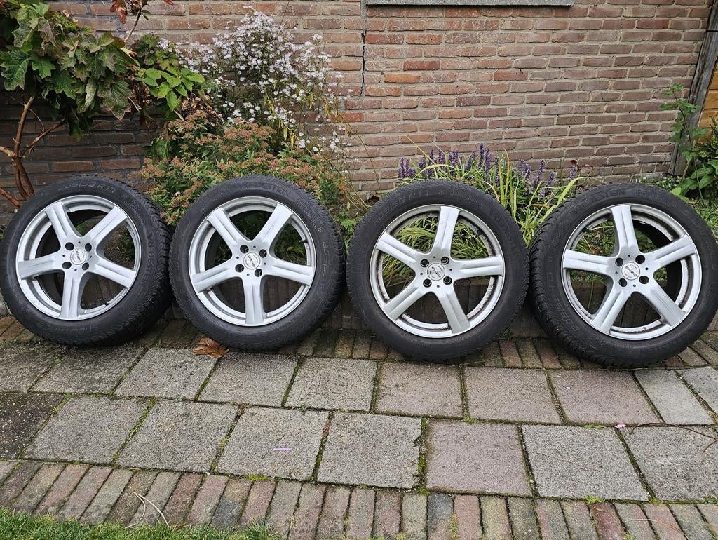 ✅️ 4x100 Enzo velgen met winterbanden 17 inch, Auto-onderdelen, Banden en Velgen, Ophalen, Gebruikt, Banden en Velgen, 17 inch
