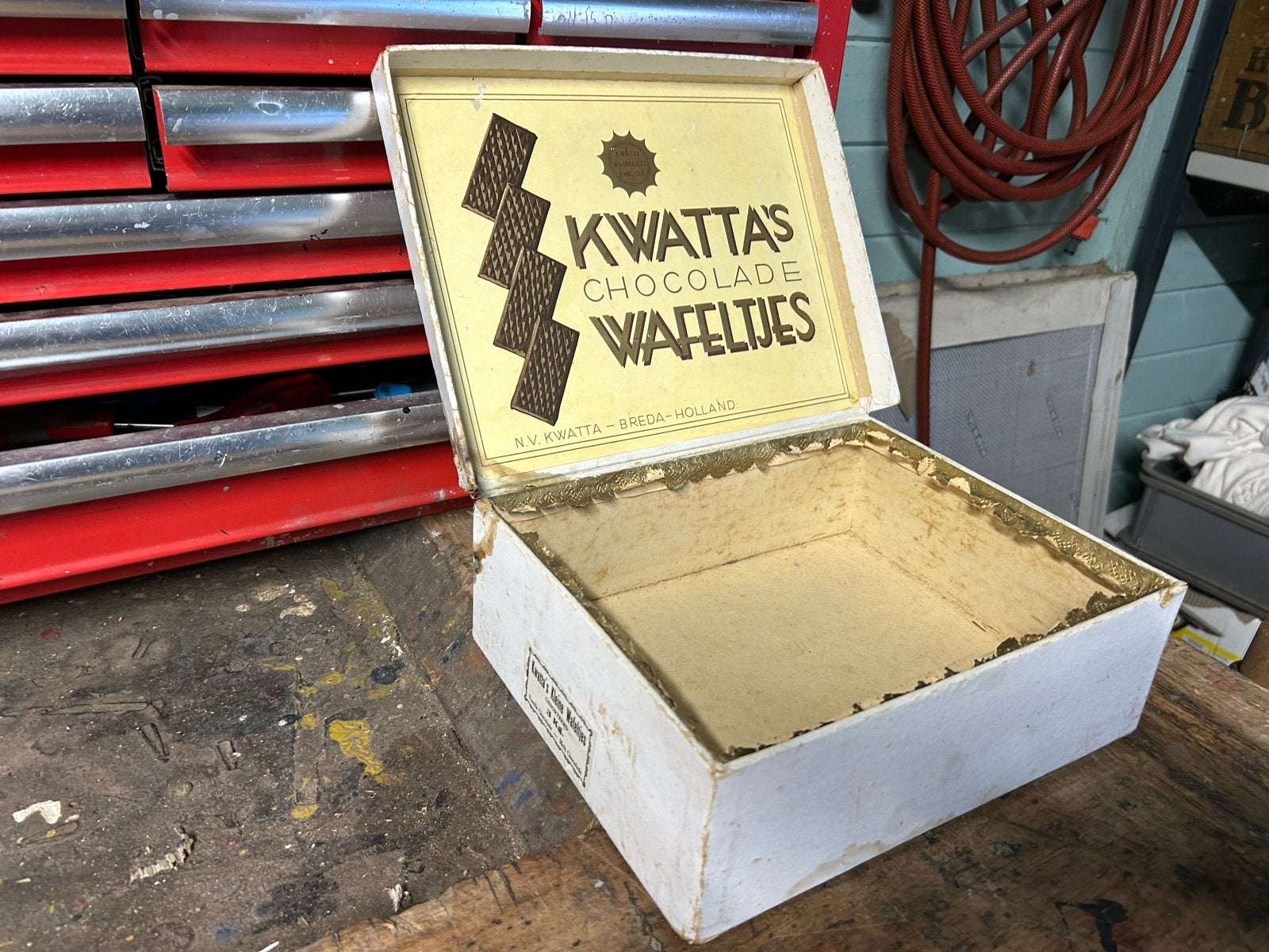 Vintage Kwatta's Chocolade Wafeltjes blik - Breda Holland, Ophalen of Verzenden, Gebruikt