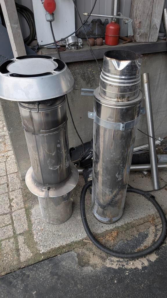 Dubbelwandige kachelpijp RVS, Ø 200mm binnenwerks, Ophalen, Gebruikt, Kachel