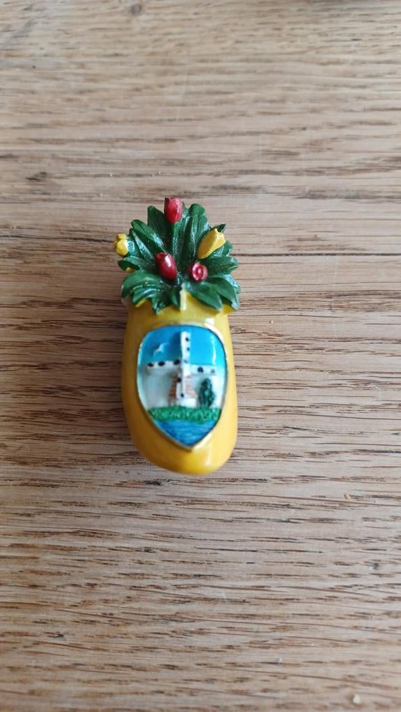 Koelkast magneet Hollandse klomp met tulpen en molen, Verzamelen, Speldjes, Pins en Buttons, Ophalen of Verzenden, Zo goed als nieuw