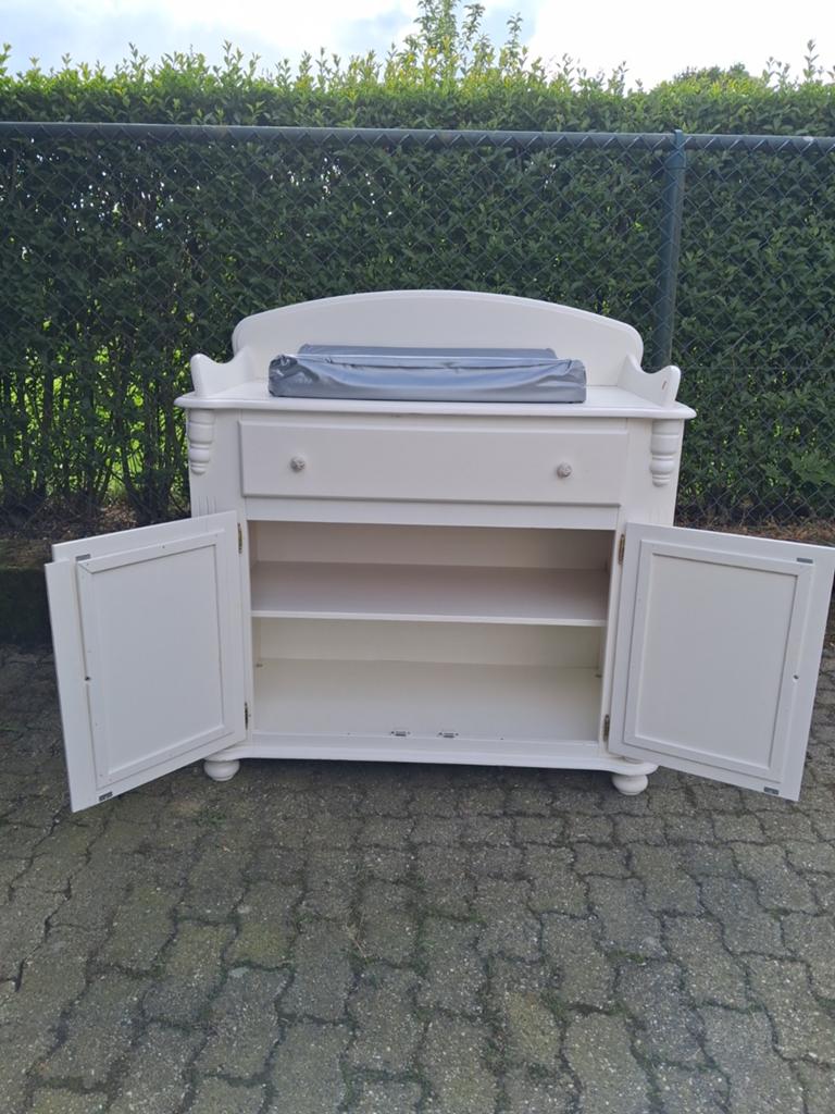 Witte commode met lade en kastjes, Ophalen, Gebruikt, 50 tot 70 cm, 75 tot 100 cm