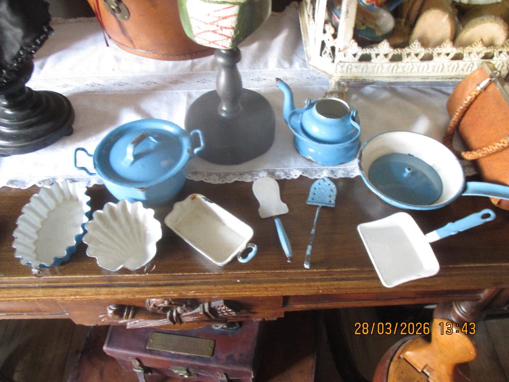 kleine emaille blauwe keuken spulletjes, Ophalen of Verzenden