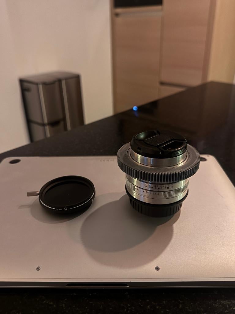 Helios 58mm EF Cine-Mod lens + ND filter – vintage karakter, Audio, Tv en Foto, Fotografie | Lenzen en Objectieven, Ophalen, Zo goed als nieuw
