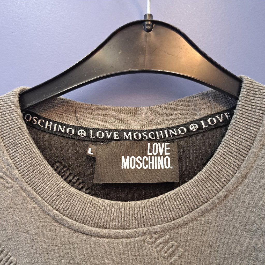 Love Moschino sweater / structured tee grijs maat L 50837, Maat 52/54 (L), Moschino, ., Ophalen of Verzenden