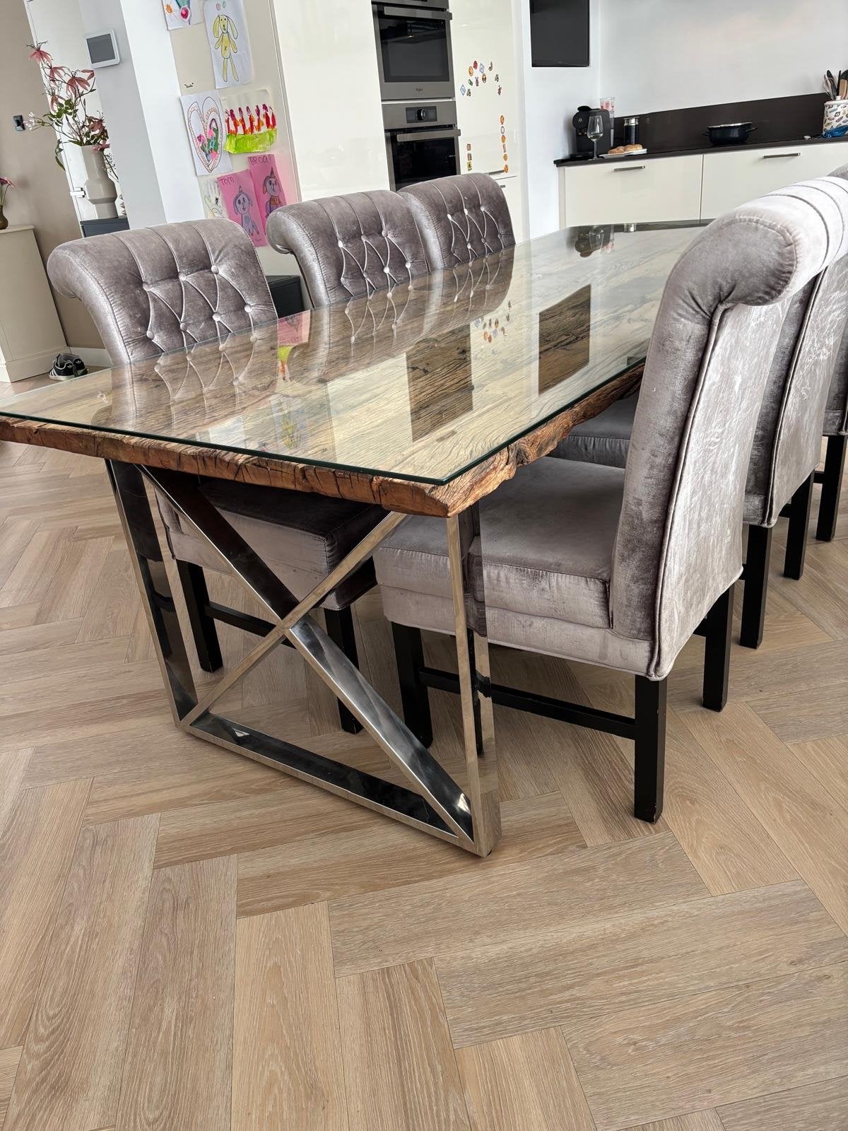 Richmond eettafel 240 cm inclusief stoelen, Ophalen, 50 tot 100 cm, Zo goed als nieuw, 150 tot 200 cm