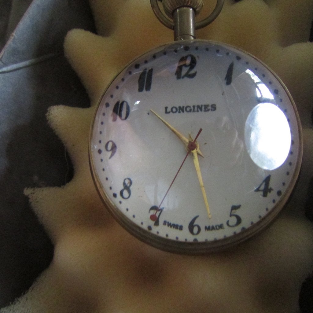 Oude LONGINES opwind horloge met bol glas apart model, Overige merken, Overige materialen, Ophalen of Verzenden, Leer