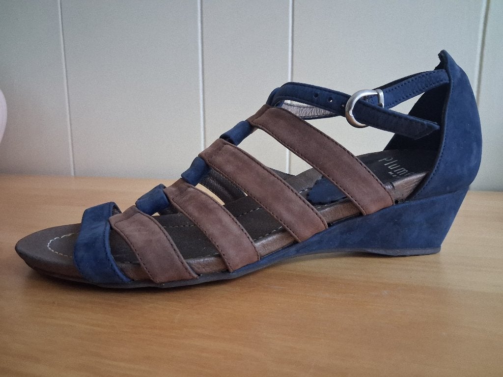Dames schoenen, zomers sandaal Plumers Menorca mt 37 zgan, Ophalen, Blauw, Sandalen of Muiltjes, Zo goed als nieuw