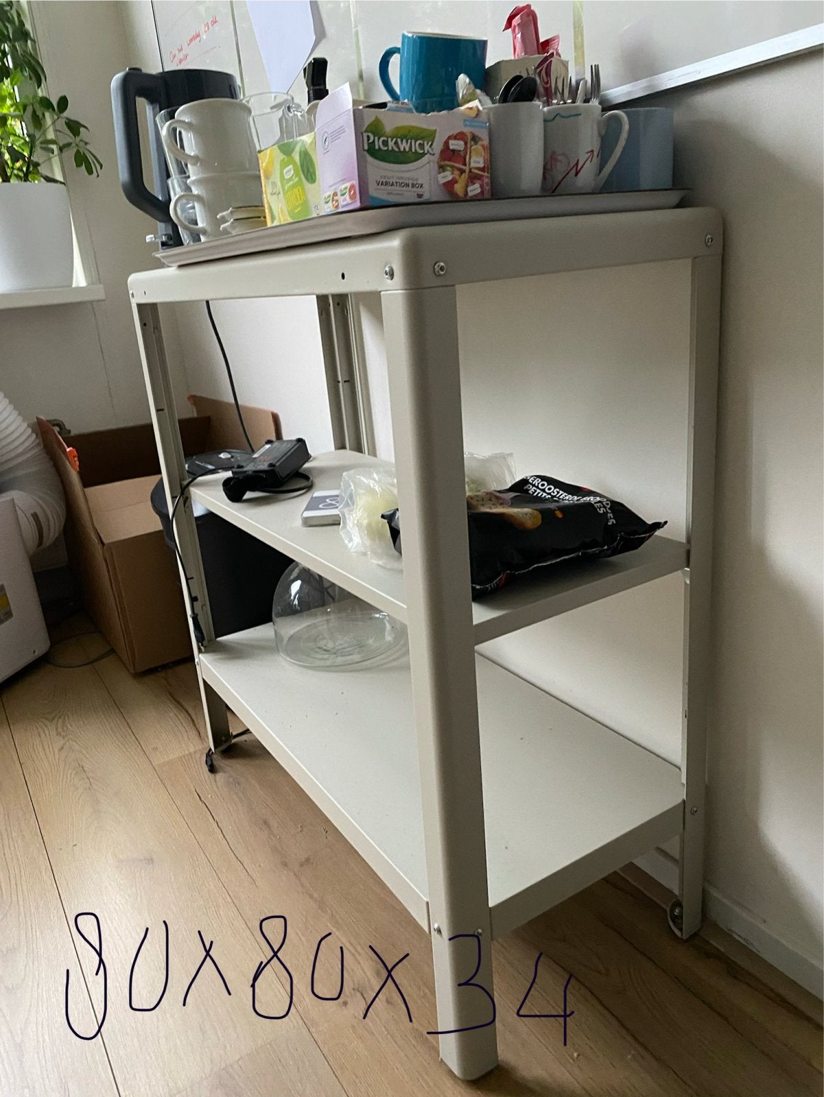 IKEA metalen rek/trolley 90x80x34 cm, Ophalen, Gebruikt