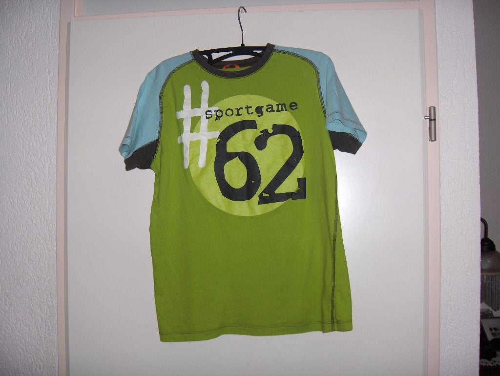 Goedkoop groen blauw bruin katoenen print shirt HEMA 158/164, Kinderen en Baby's, Kinderkleding | Maat 158, Gebruikt, Ophalen of Verzenden