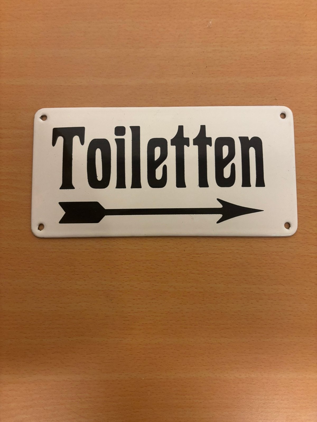 Emaille bord toiletten 10x20 cm, Ophalen of Verzenden, Zo goed als nieuw, Reclamebord