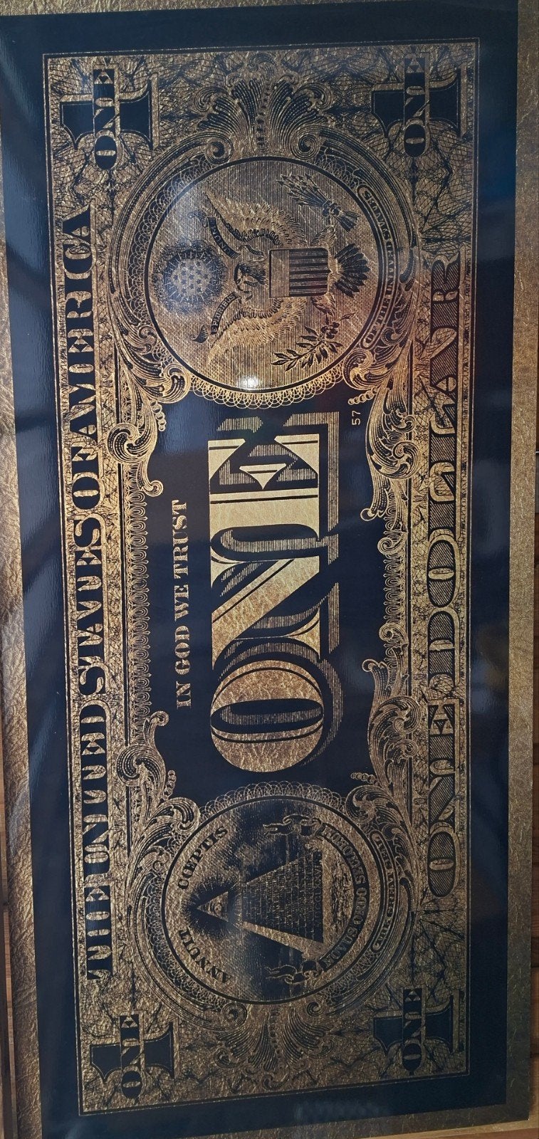 Zwaar Art Deco Schilderij - Gouden Dollar Design, Ophalen