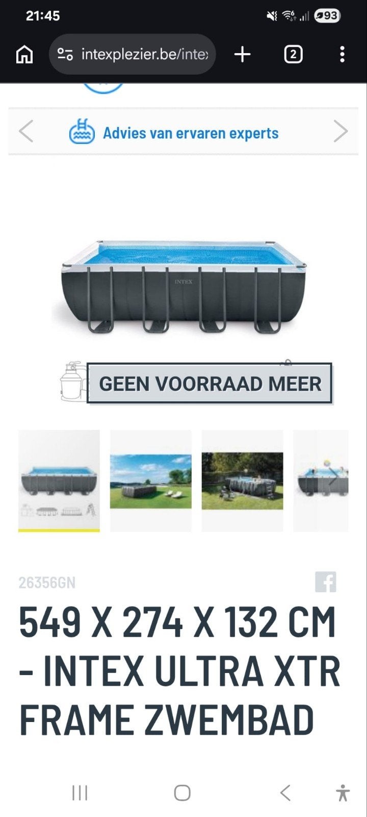 Intex Ultra XTR Frame Zwembad 549x274x132 cm en alles extra!, Tuin en Terras, Gebruikt, 200 tot 300 cm, Rechthoekig, Ophalen