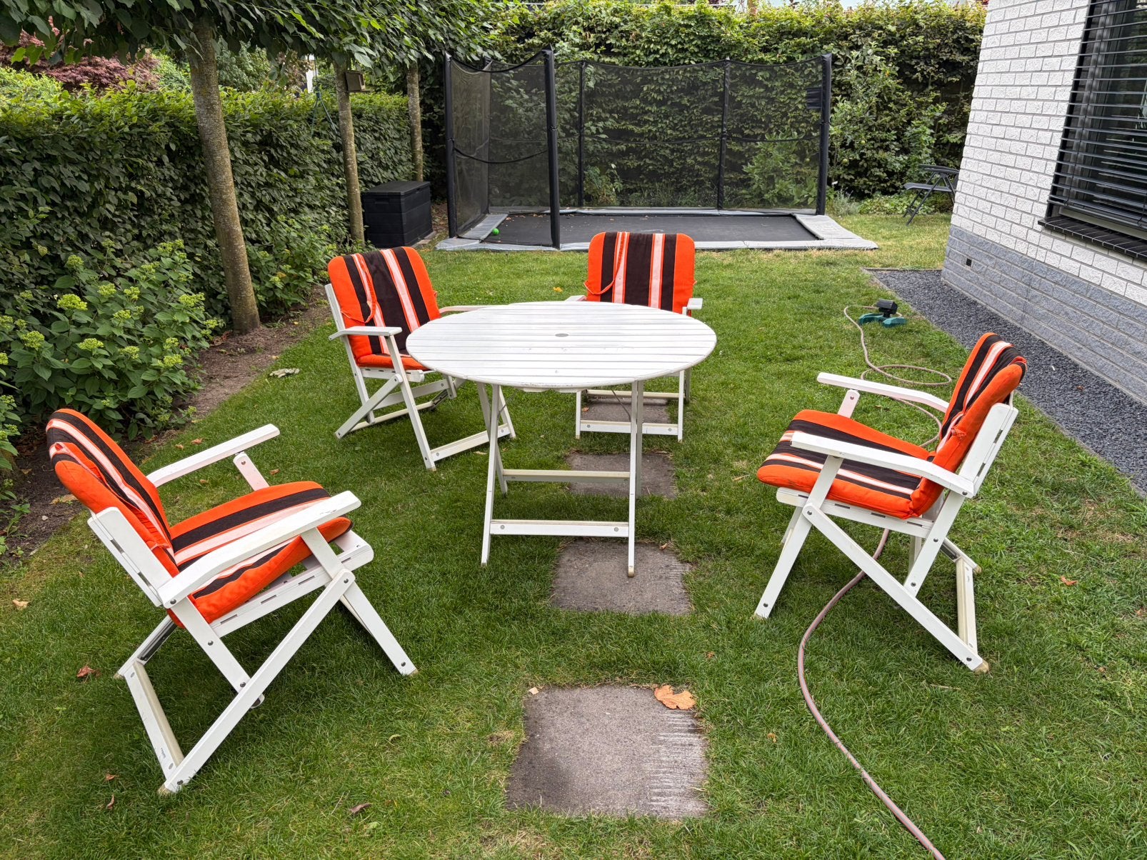 Vintage Fratelli Reguitti Italië tuinset – 4 stoelen+tafel, Ophalen, 4 zitplaatsen, Gebruikt, Tuinset