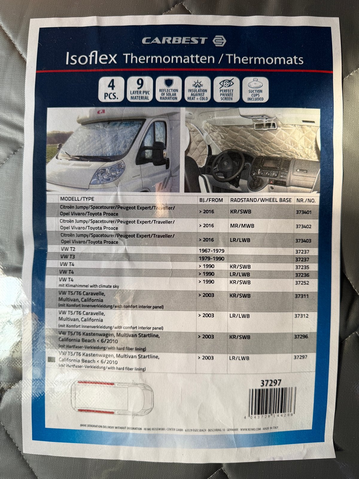 Carbest raam isolatie 37297, Caravans en Kamperen, Camper-accessoires, Ophalen, Nieuw
