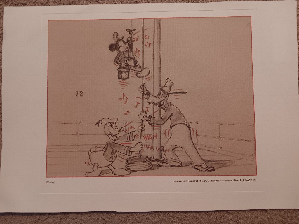 Original Story Sketch "Boat Builders" (1938) Disney, Ophalen of Verzenden, Donald Duck, Gebruikt, Plaatje of Poster