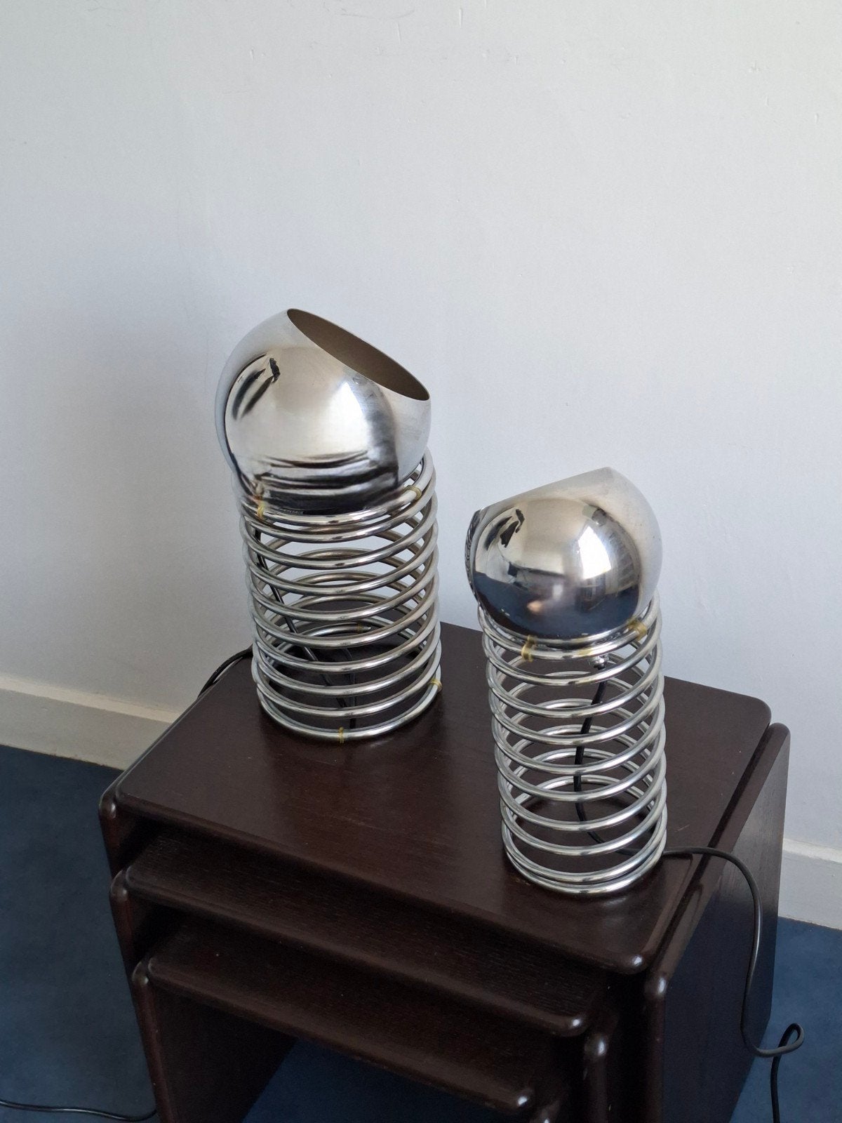 2 Vintage Gepo spiraallampen chroom space age eyeball, Huis en Inrichting, Ophalen of Verzenden, Vintage