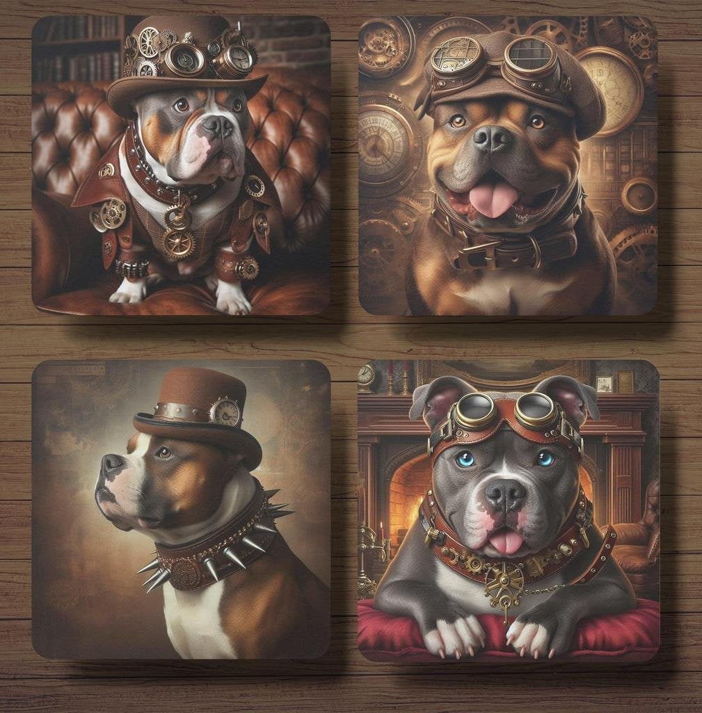 American Bully Steampunk onderzetters met houder, Ophalen of Verzenden, Nieuw